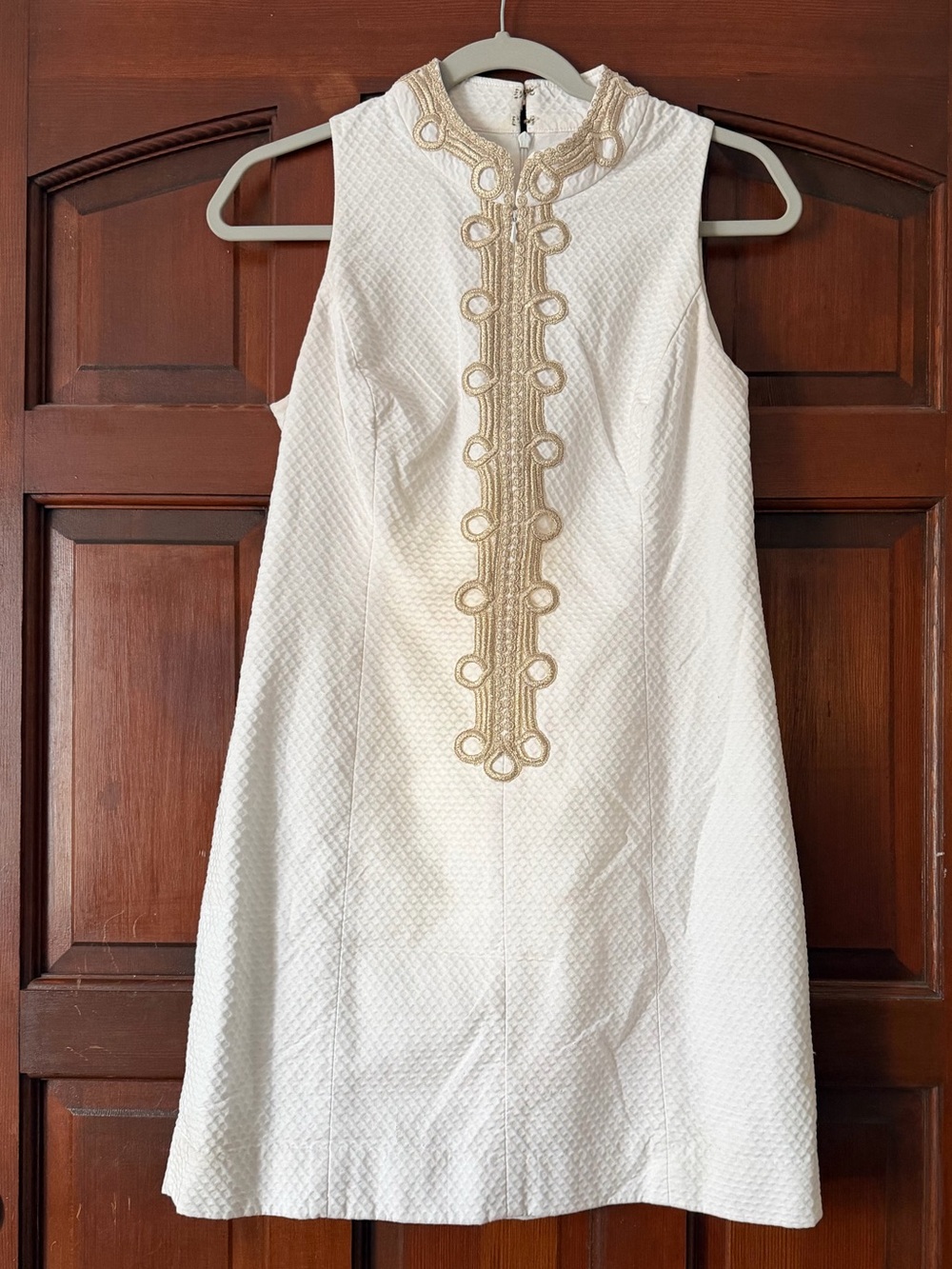 Lilly Pulitzer White Dress with Gold Embellished Trim